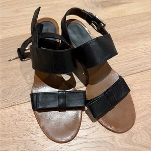 Marni Black Leather Bow Strap Sandals